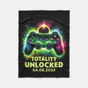 Solar Eclipse 2024 Video Game Gaming  Fleece Blanket