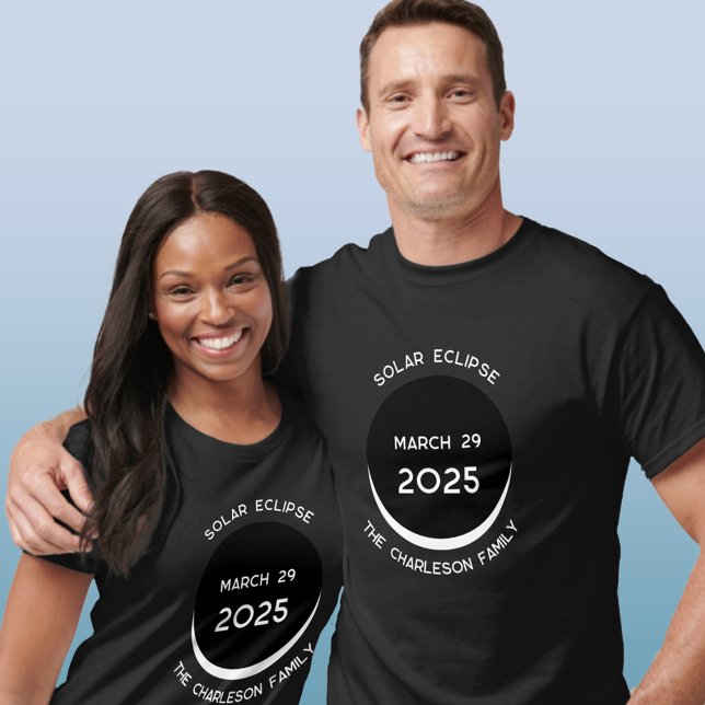 Solar Eclipse 2025 Personalised T-Shirt (Partial Solar Eclipse March 29 2025 personalized family name t-shirt)