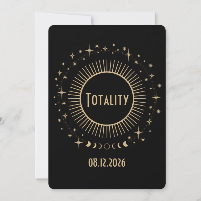 Solar Eclipse 2026 Celestial Star Black Gold Party Invitation (Front)