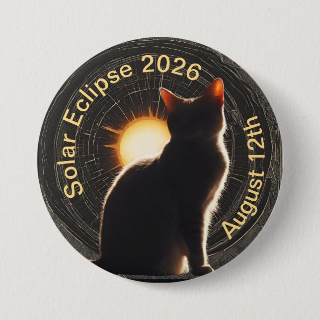 Solar Eclipse 2026 sun cat 7.5 Cm Round Badge (Front)