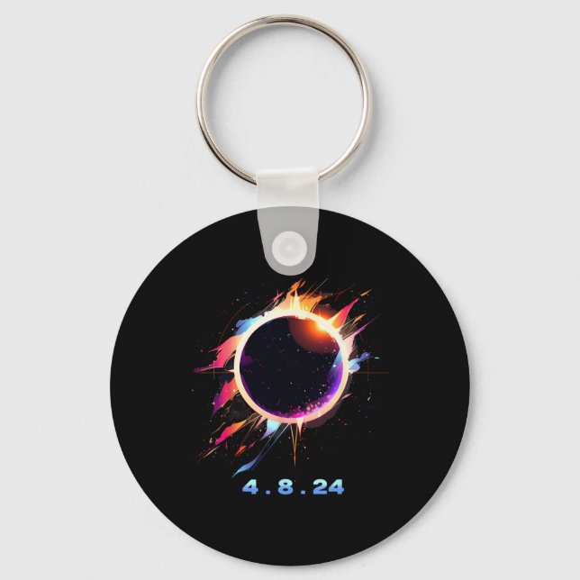 Solar Eclipse 4.8.24 Totality Event 2024 Souvenir  Key Ring (Front)