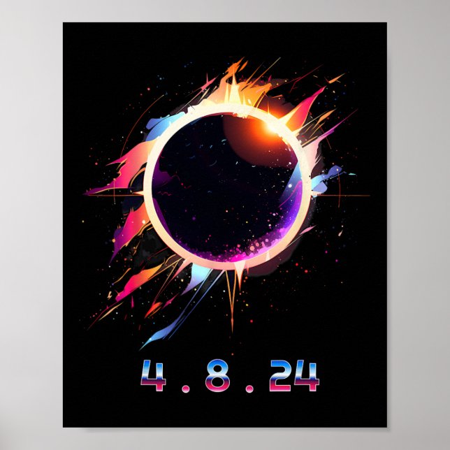 Solar Eclipse 4.8.24 Totality Event 2024 Souvenir  Poster (Front)