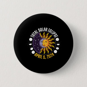 Solar Eclipse 8-4-2024 Eclipse With Sun 6 Cm Round Badge