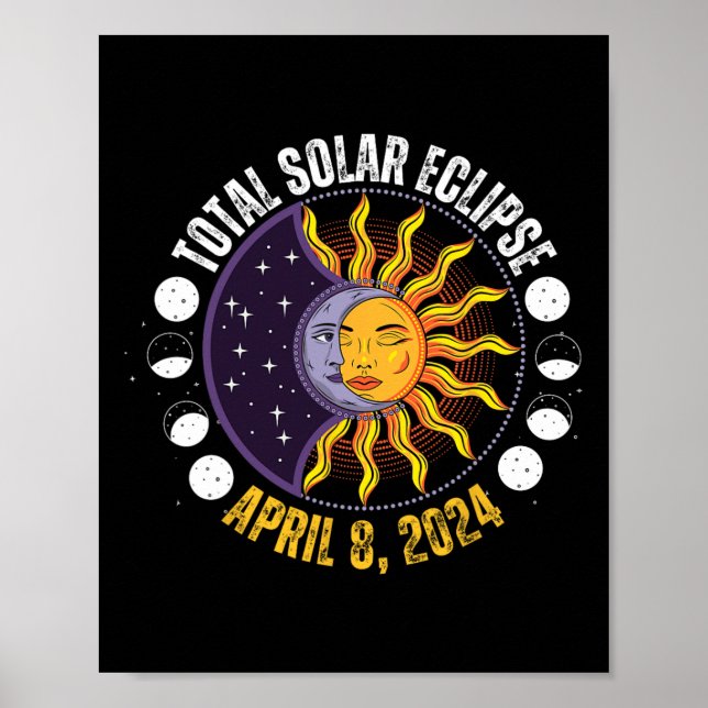 Solar Eclipse 8-4-2024 Eclipse With Sun  Poster (Front)