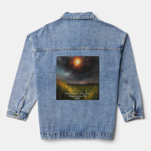 Solar Eclipse Add Custom Text Dark Sky 2024 Denim Jacket