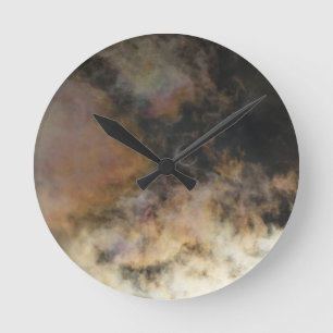 Solar Eclipse and Clouds Round Clock