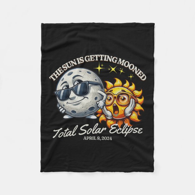Solar Eclipse April 2024 Sun Is Getting Mooned  Fleece Blanket (Front)