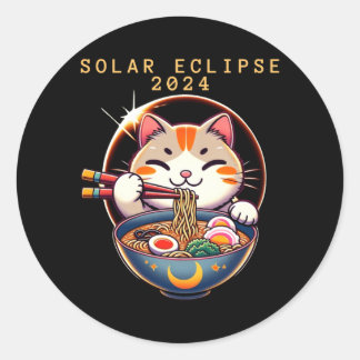 Solar Eclipse April 8 2024 Astronomy Kawaii Cat Classic Round Sticker