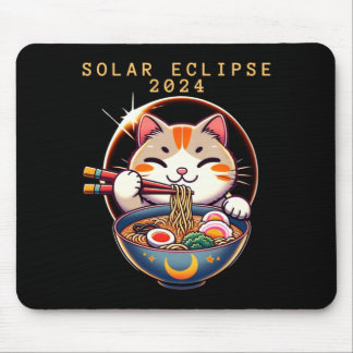 Solar Eclipse April 8 2024 Astronomy Kawaii Cat Mouse Pad