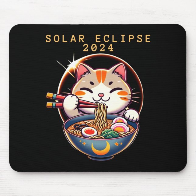 Solar Eclipse April 8 2024 Astronomy Kawaii Cat Mouse Pad (Front)