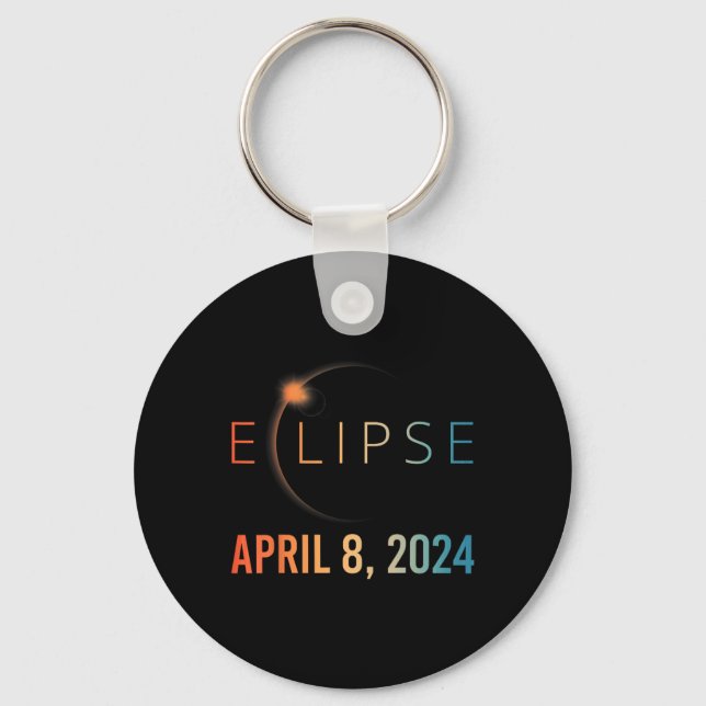 Solar Eclipse April 8 2024 Total Solar Eclipse  Key Ring (Front)