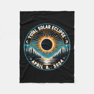 Solar Eclipse Astronomy Vintage 2024 Solar Eclipse Fleece Blanket