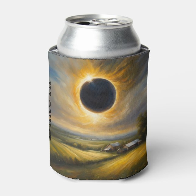 Solar Eclipse At The Farm Midwest Drink Can Cooler (Can Front)