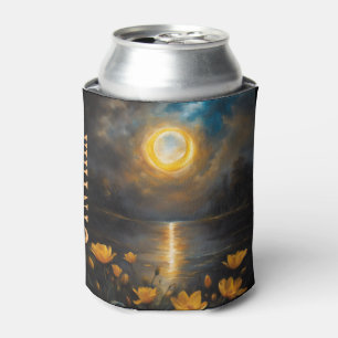 Solar Eclipse At The Lake Flowers Drink Can Cooler