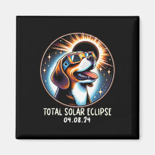 Solar Eclipse Beagle Wearing Glasses Pet April 8 2 Magnet