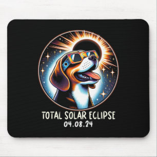 Solar Eclipse Beagle Wearing Glasses Pet April 8 2 Mouse Pad