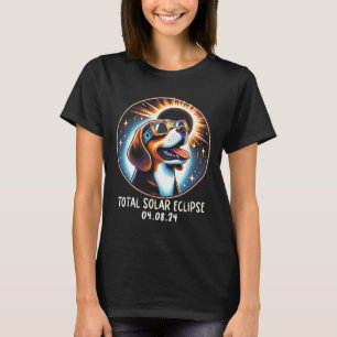 Solar Eclipse Beagle Wearing Glasses Pet April 8 2 T-Shirt
