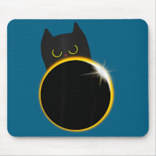 Solar Eclipse Black Cat Lover Illustration Mouse Pad