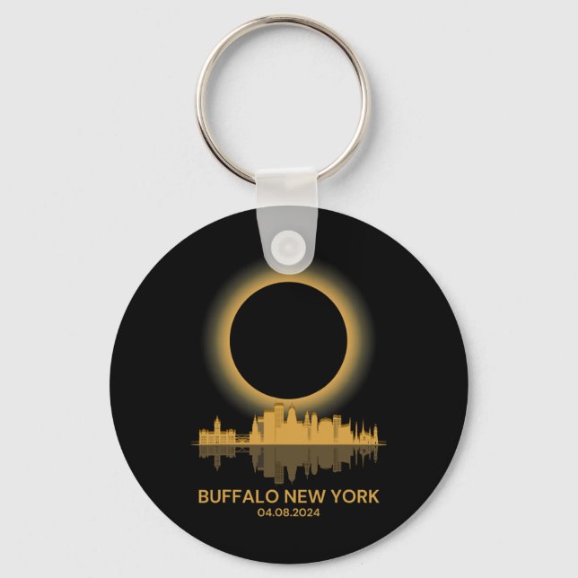 Solar Eclipse Buffalo New York Souvenir Totality  Key Ring (Front)