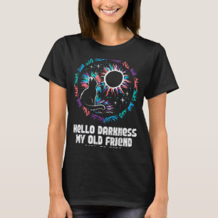 Solar Eclipse Cat Hello Darkness April 8 Women Gir T-Shirt
