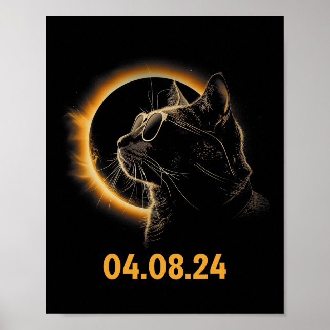 Solar Eclipse Cat Solar Eclipse Glasses Cat Fun  Poster (Front)