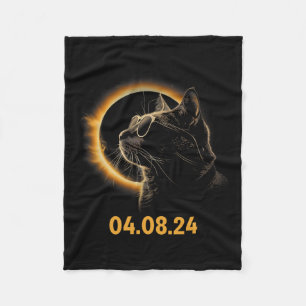 Solar Eclipse Cat Solar Eclipse Glasses Cat Funny Fleece Blanket