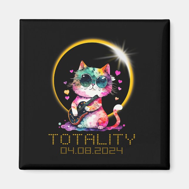 Solar Eclipse Cat Wearing Solar Eclipse Glasses  Magnet (Front)