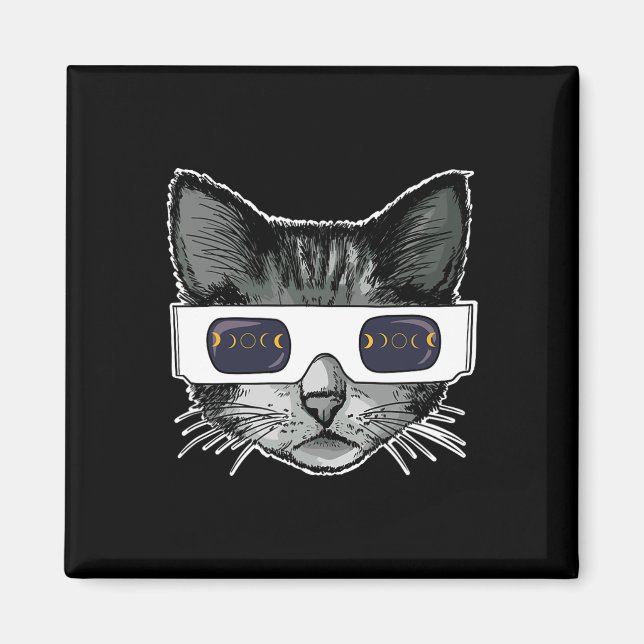 Solar Eclipse Cat Wearing Solar Eclipse Glasses  Magnet (Front)
