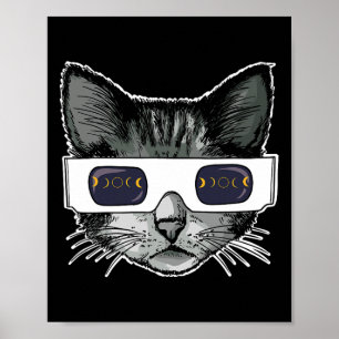 Solar Eclipse Cat Wearing Solar Eclipse Glasses Poster