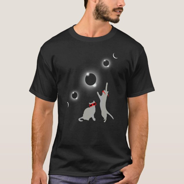 Solar Eclipse Cats Shades Celebration Party T-Shirt (Front)