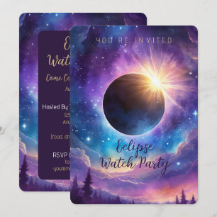 Solar Eclipse & Celestial Stars Cosmic Sky Custom Invitation