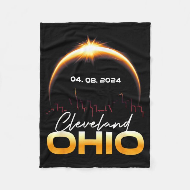 Solar Eclipse Cleveland Ohio Total Fleece Blanket (Front)