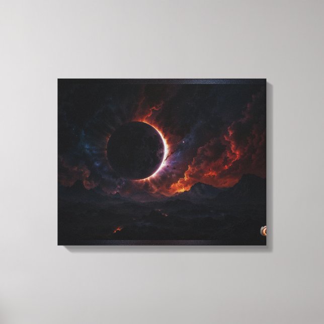 Solar Eclipse Cosmic Masterpiece Xzendor7 AI Art Canvas Print (Front)
