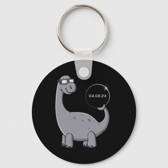 Solar Eclipse Dino 04.08.2024 Fun Toddler Boys Gir Key Ring (Front)