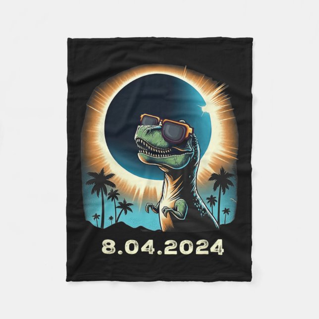 Solar Eclipse Dino With Solar Eclipse Gles  Fleece Blanket (Front)