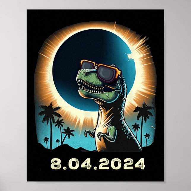 Solar Eclipse Dino With Solar Eclipse Gles  Poster (Front)