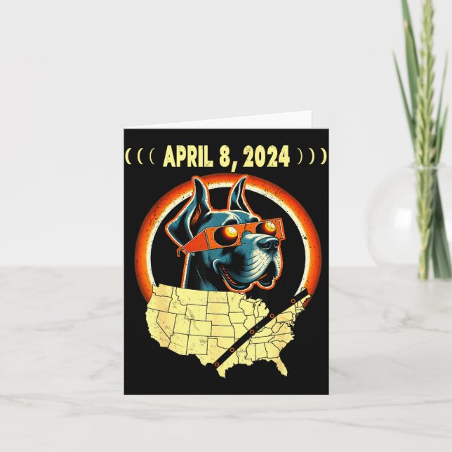 Solar Eclipse Dog Solar Eclipse Illustration Card (Front)