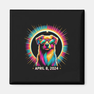 Solar Eclipse Dog Wearing Solar Eclipse Gles Magnet