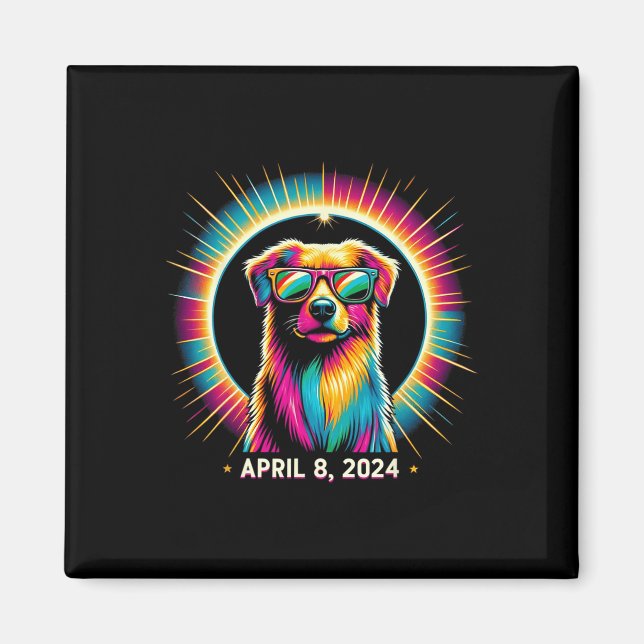 Solar Eclipse Dog Wearing Solar Eclipse Gles  Magnet (Front)