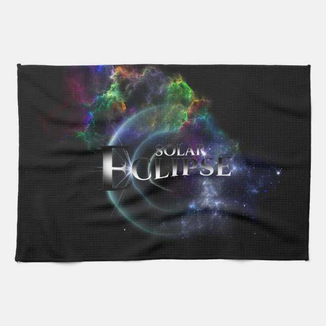Solar Eclipse Fractal Art Spacescape Tea Towel (Horizontal)