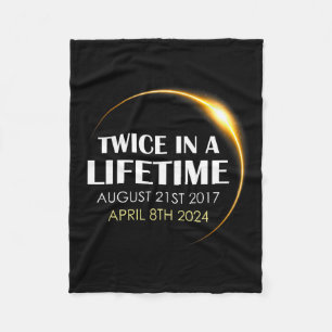 Solar Eclipse Fun Twice In Lifetime 2024 Solar Ecl Fleece Blanket