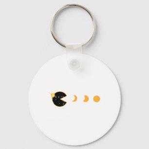 Solar Eclipse Gamer Eating Sun Retro Video Game Me Key Ring
