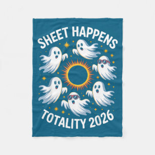 Solar Eclipse Ghost Sheet Happens Illustration Fleece Blanket