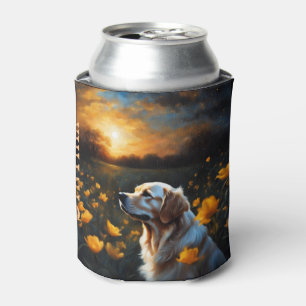 Solar Eclipse Golden Retriever Drink Can Cooler