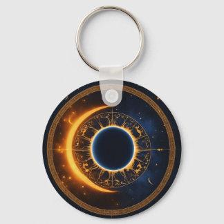Solar Eclipse Graphic Art Add Text Custom Event Key Ring
