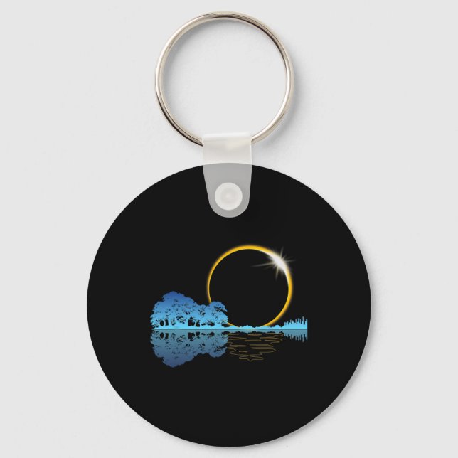 Solar Eclipse Guitar Nature Moon Retro Style Guita Key Ring (Front)