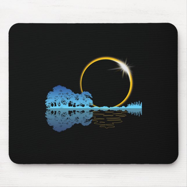 Solar Eclipse Guitar Nature Moon Retro Style Guita Mouse Pad (Front)