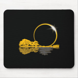 Solar Eclipse Guitar Nature Moon Retro Style Guita Mouse Pad