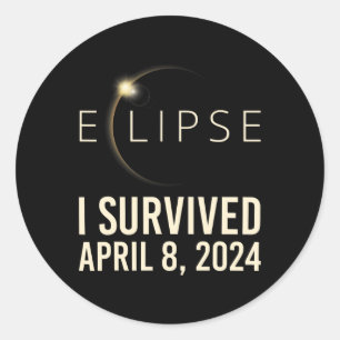 Solar Eclipse I Survived April 8 2024 Total Solar  Classic Round Sticker