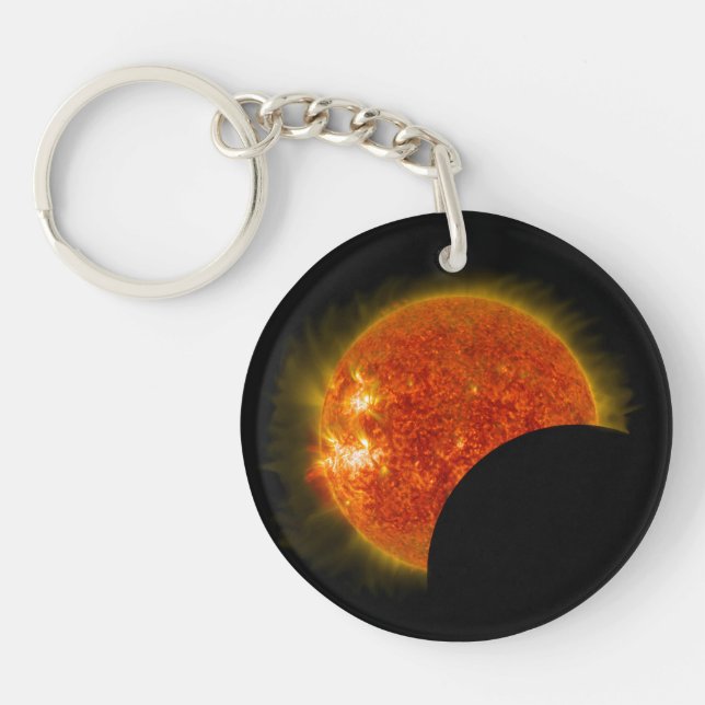 Solar Eclipse in Progress Key Ring (Front)
